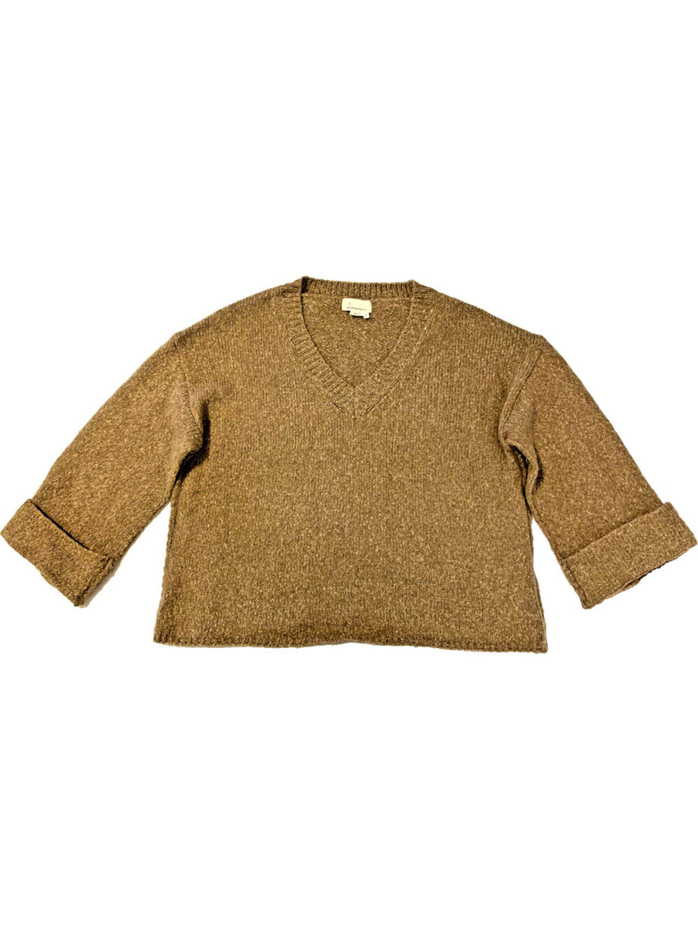 Anthropologie Relaxed Fit Cuff Sleeve Wool Sweater Women's M Brown Stretchy Cozy